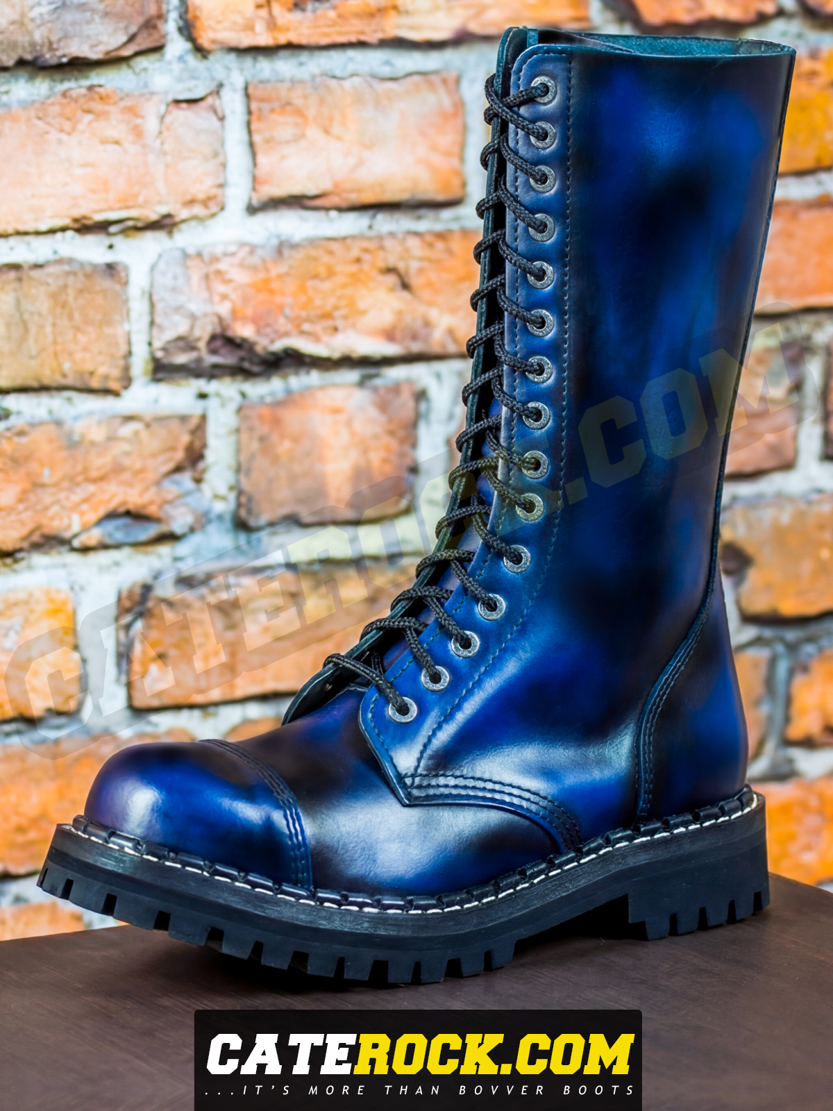 Bovver Boots 15 Eyelet (WIPED TO BLUE)