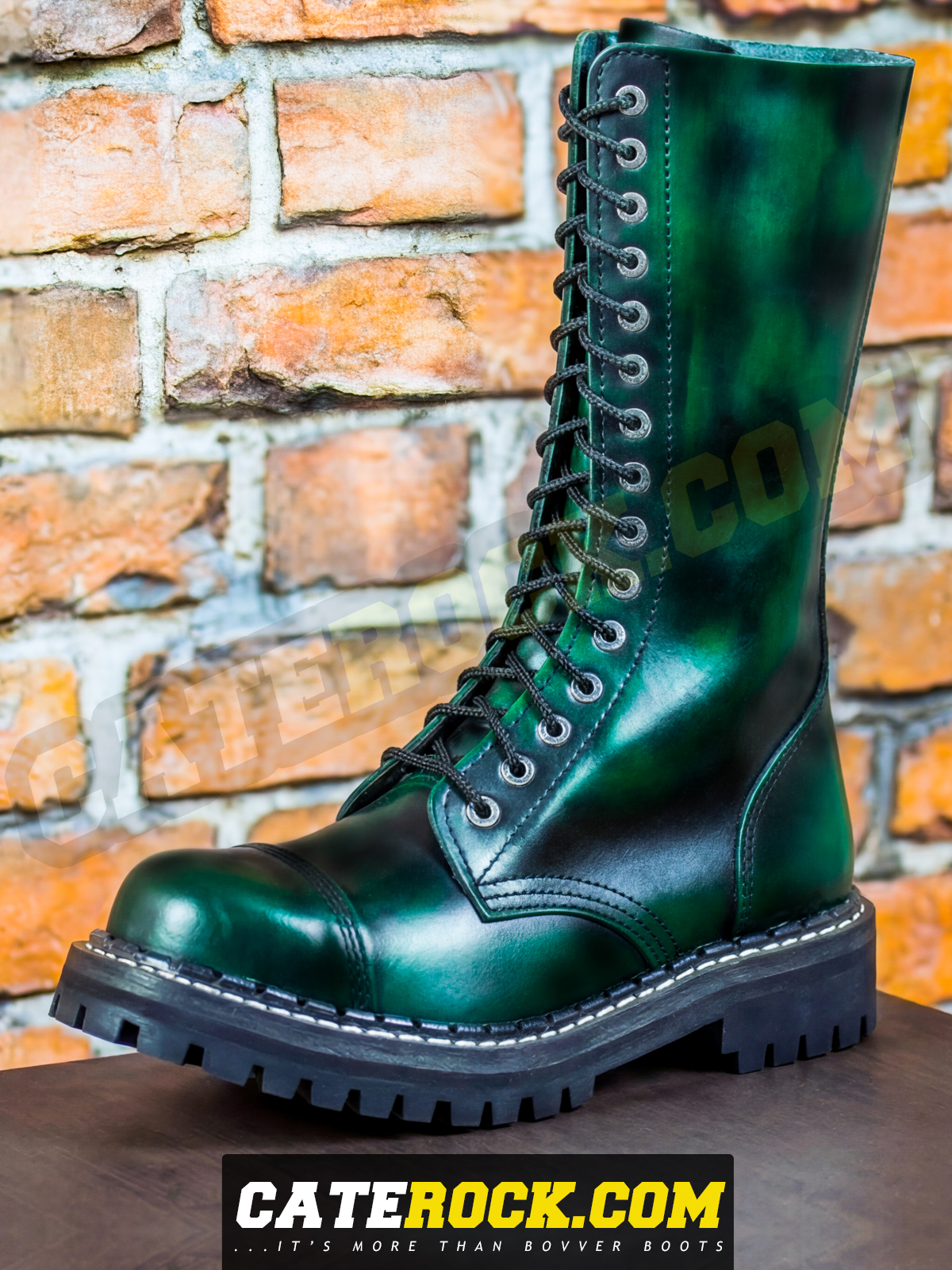 Bovver Boots 15 Eyelet (WIPED TO DARK GREEN)