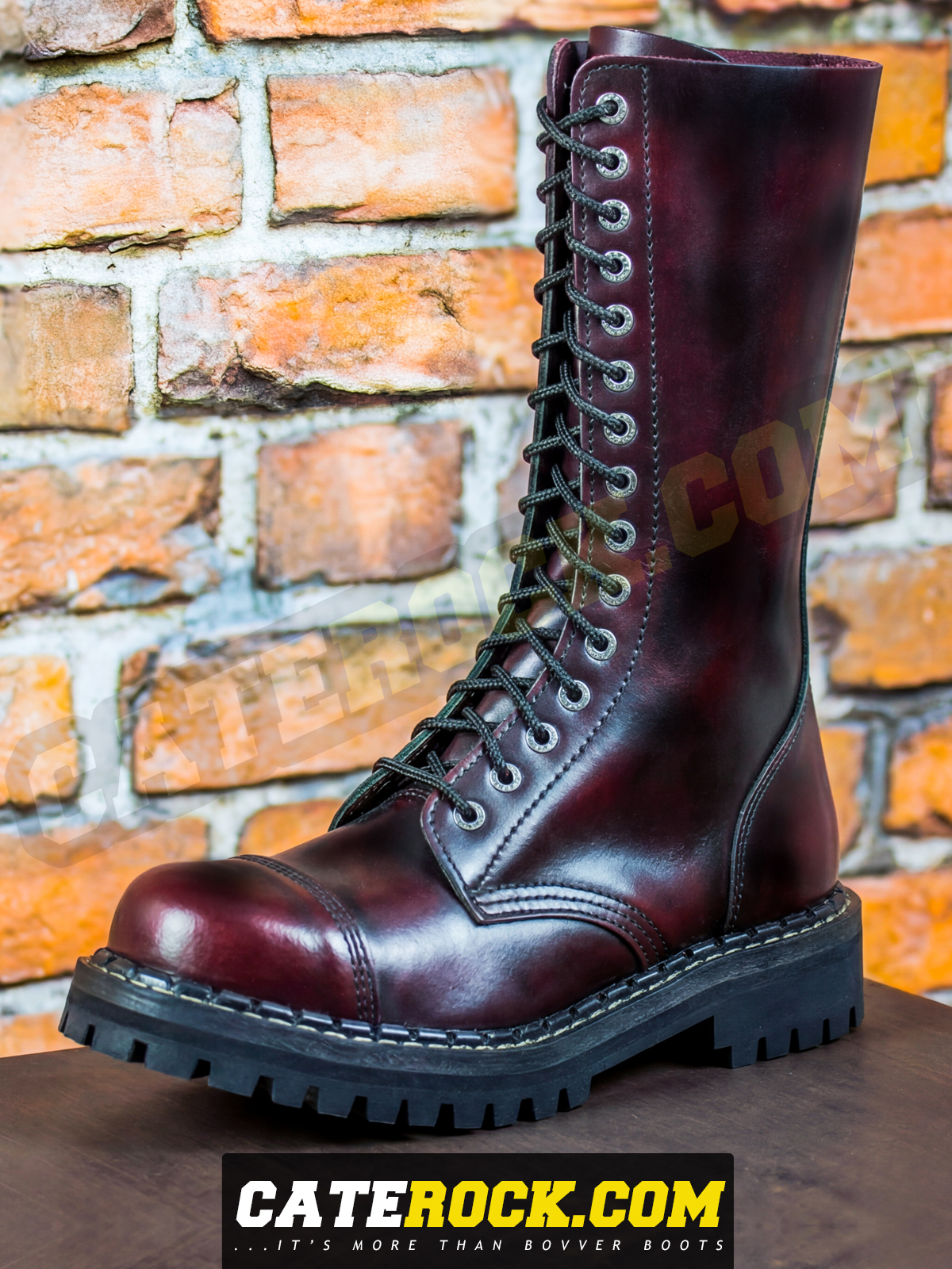 Bovver Boots 15 Eyelet (WIPED TO MAROON)