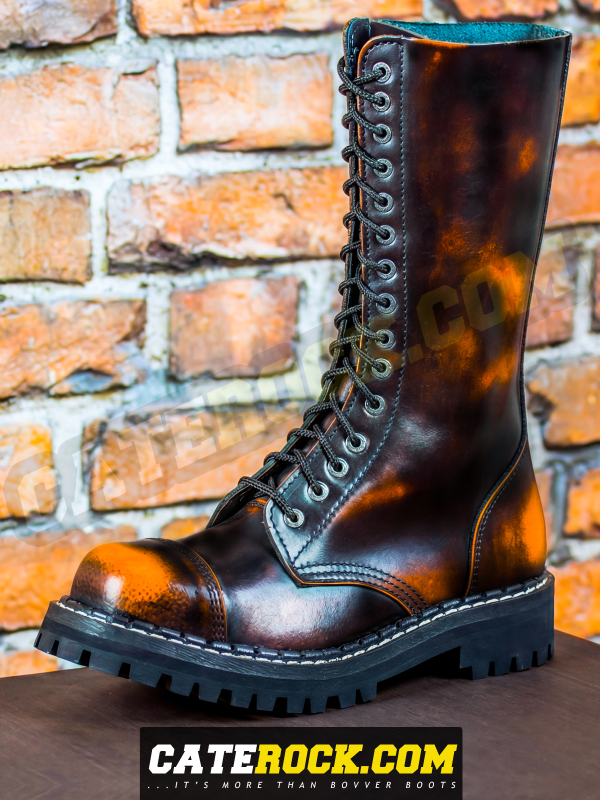 Bovver Boots 15 Eyelet (WIPED TO ORANGE)
