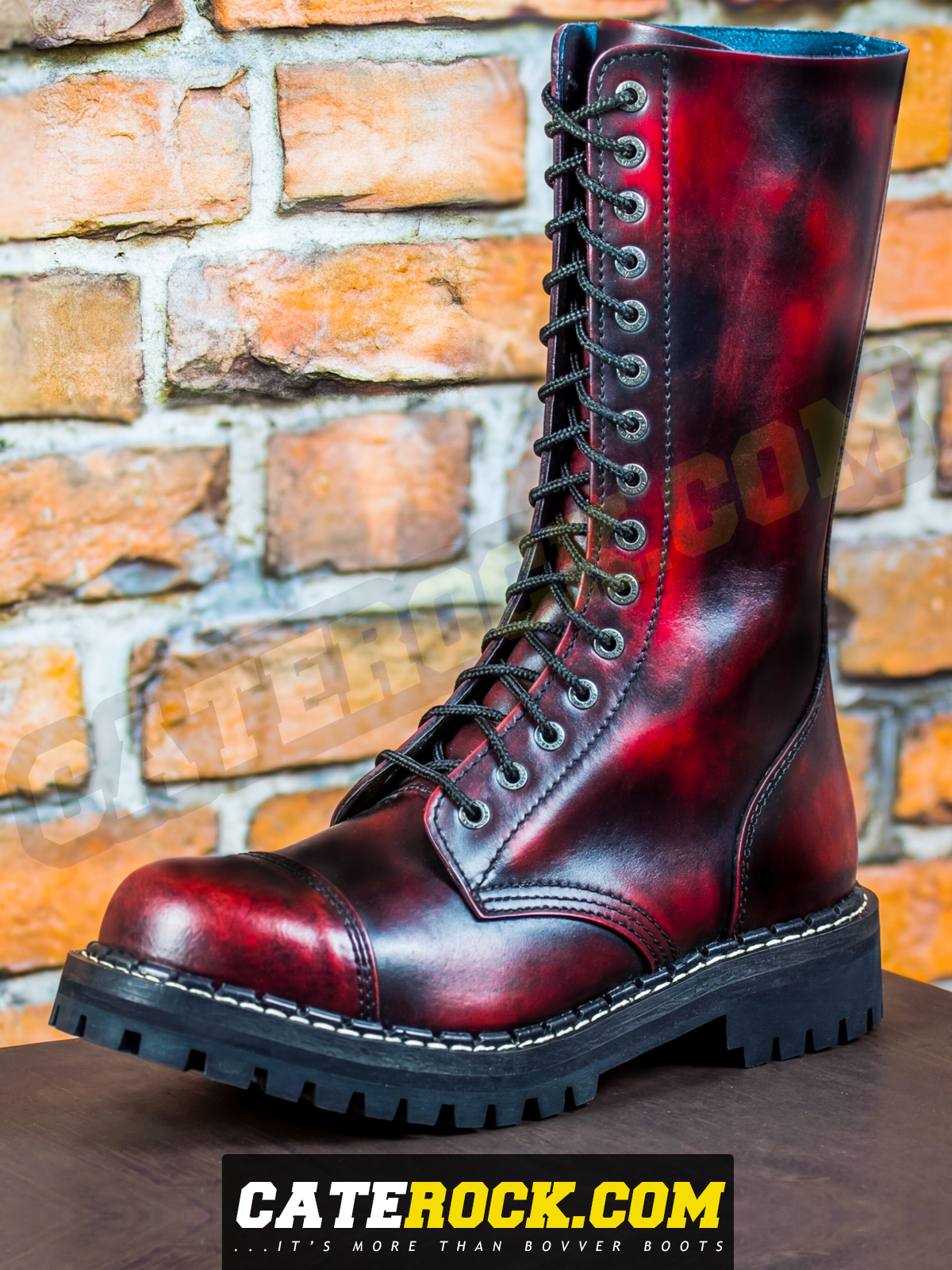 Bovver Boots 15 Eyelet (WIPED TO RED)