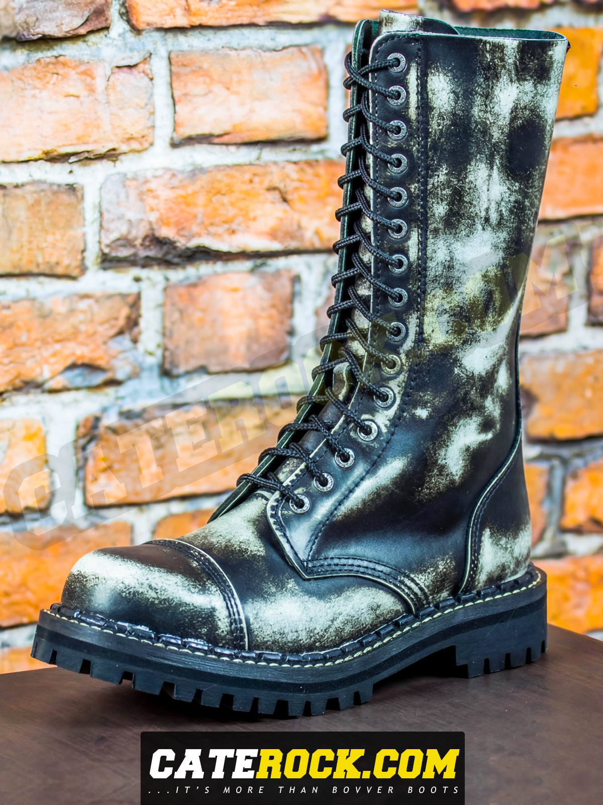 Bovver Boots 15 Eyelet (WIPED TO WHITE)