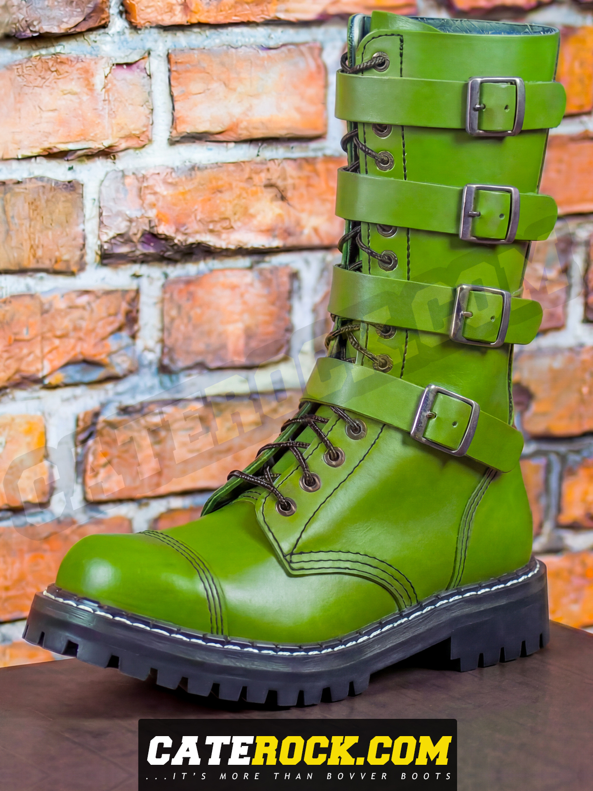 Bovver Boots 15 Eyelet + 4 Buckle (BRIGHT GREEN)