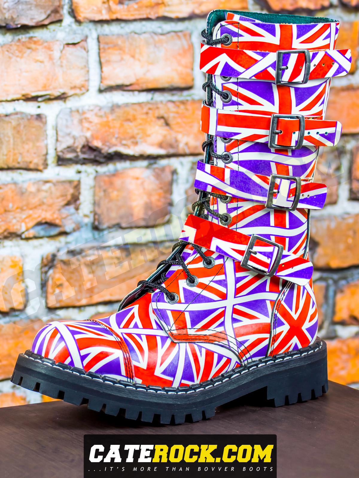 Bovver Boots 15 Eyelet + 4 Buckle (GREAT BRITAIN FLAG)