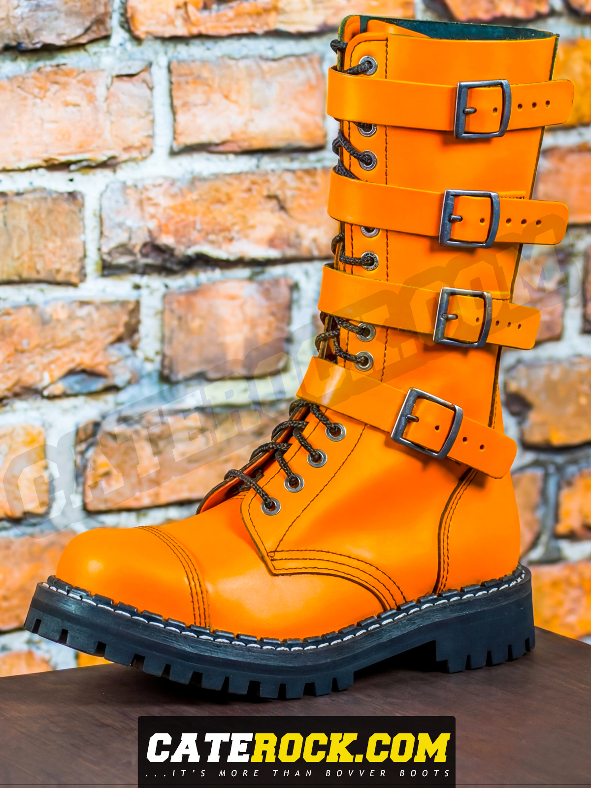 Bovver Boots 15 Eyelet + 4 Buckle (ORANGE)