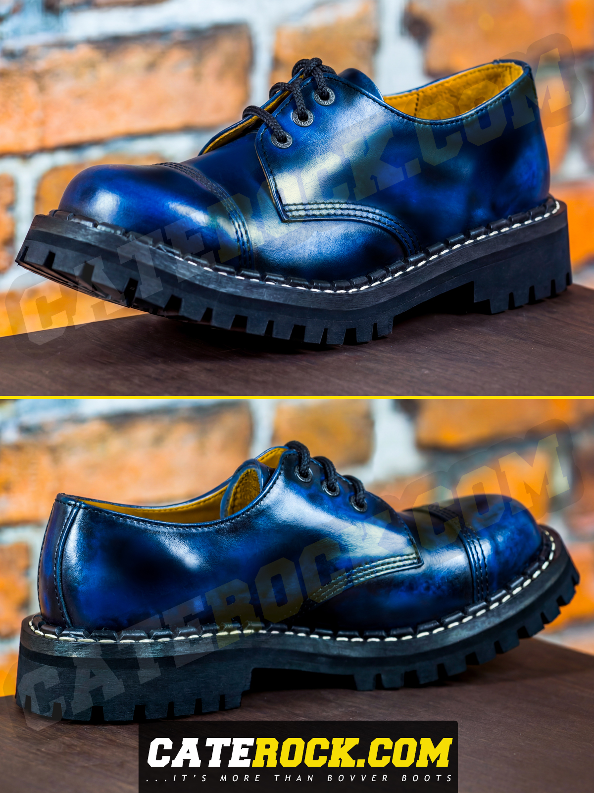 Bovver Boots 3 Eyelet (WIPED TO BLUE)