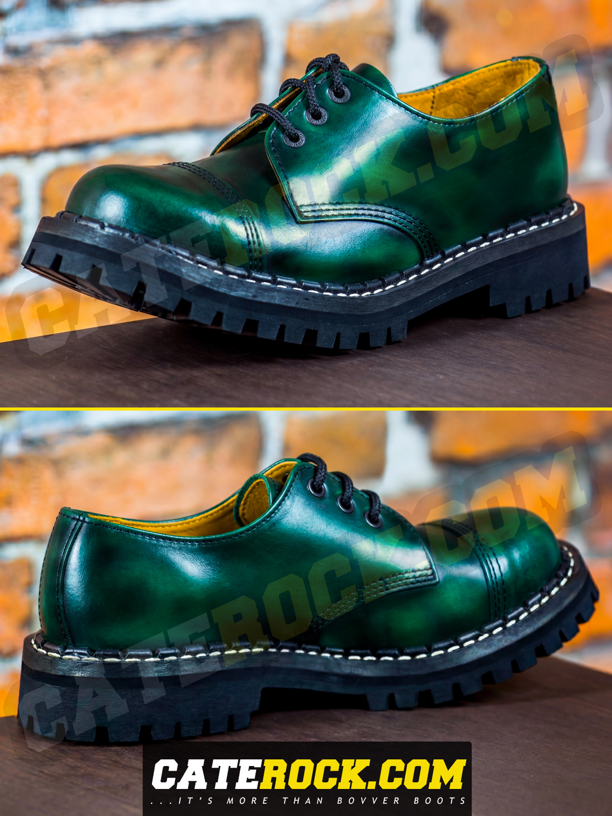 Bovver Boots 3 Eyelet (WIPED TO DARK GREEN)