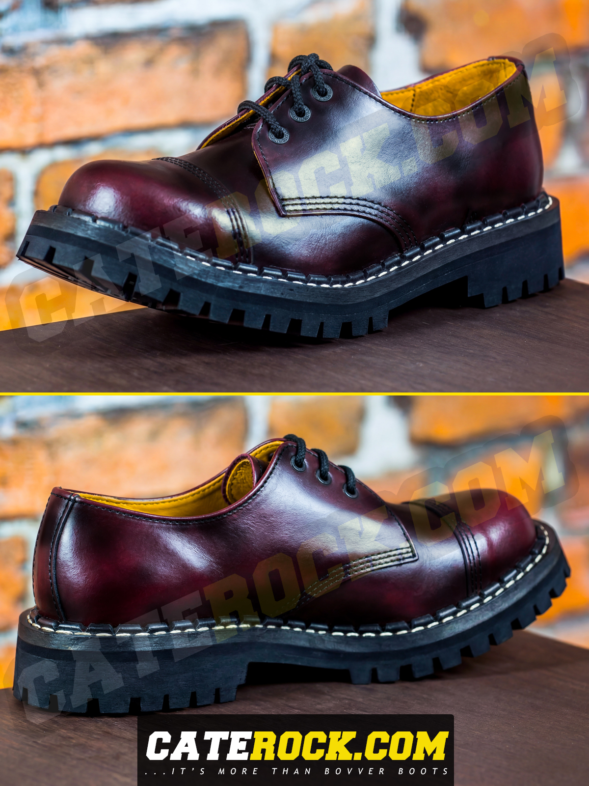 Bovver Boots 3 Eyelet (WIPED TO MAROON)