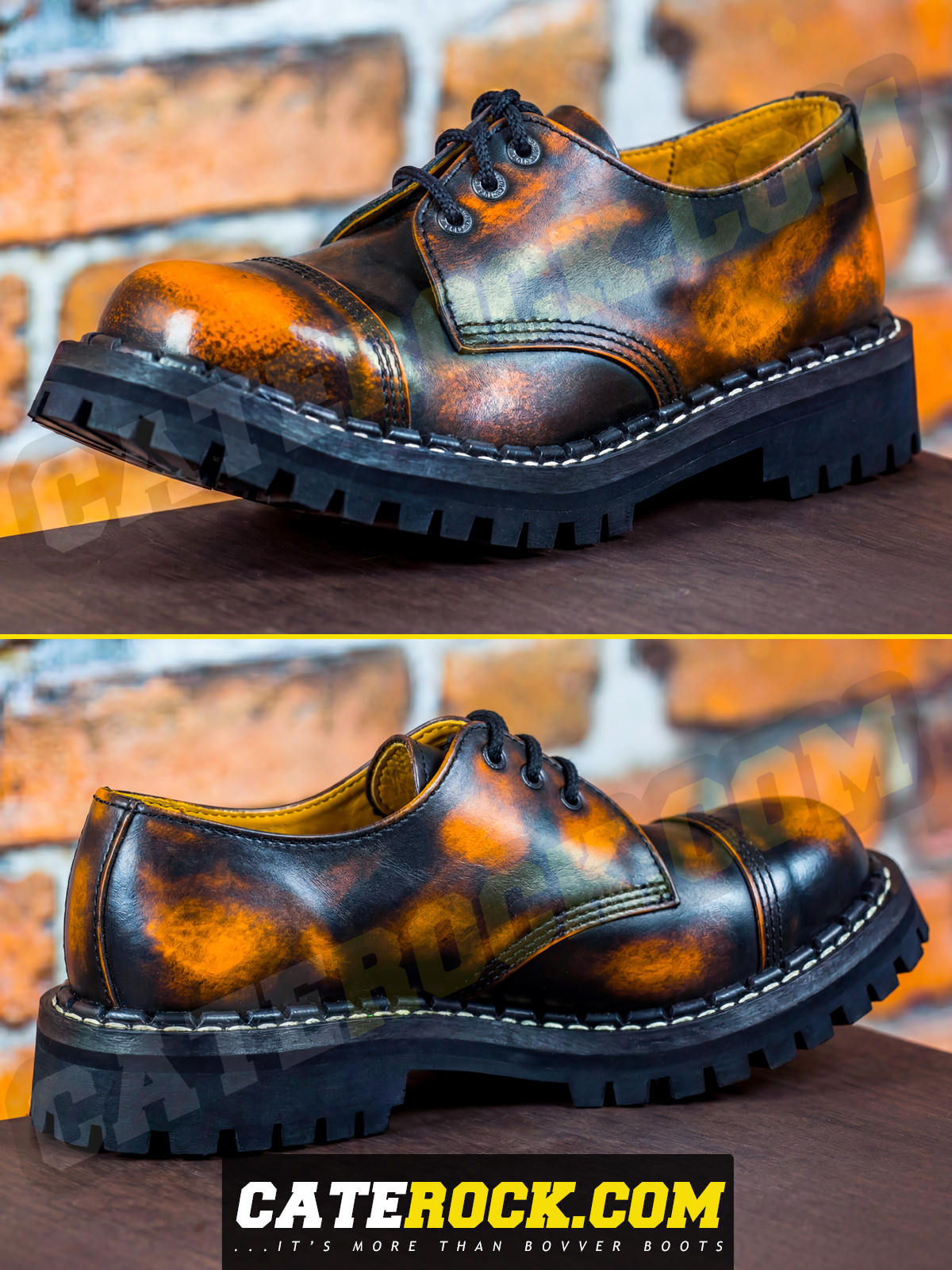 Bovver Boots 3 Eyelet (WIPED TO ORANGE)