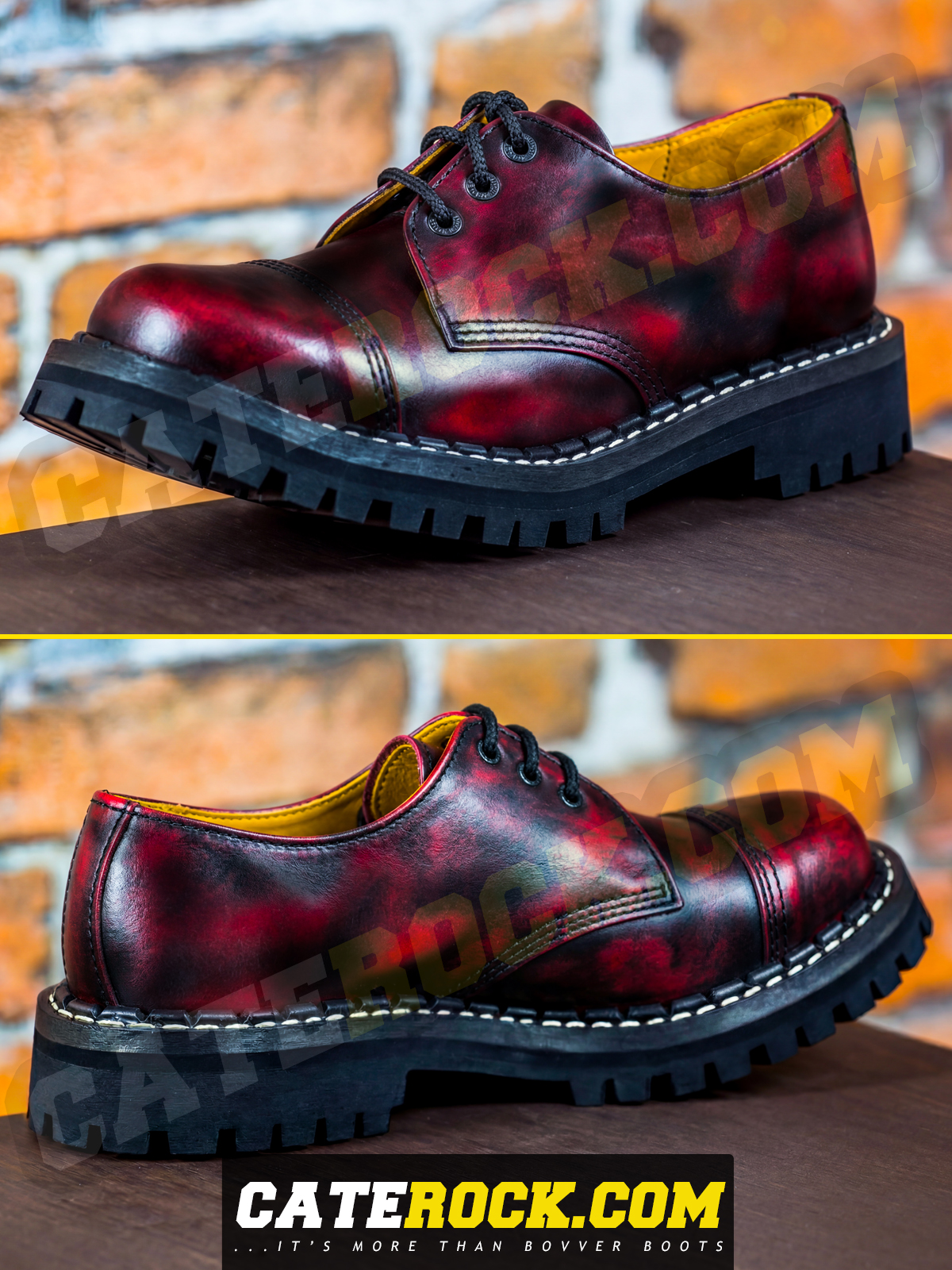 Bovver Boots 3 Eyelet (WIPED TO RED)