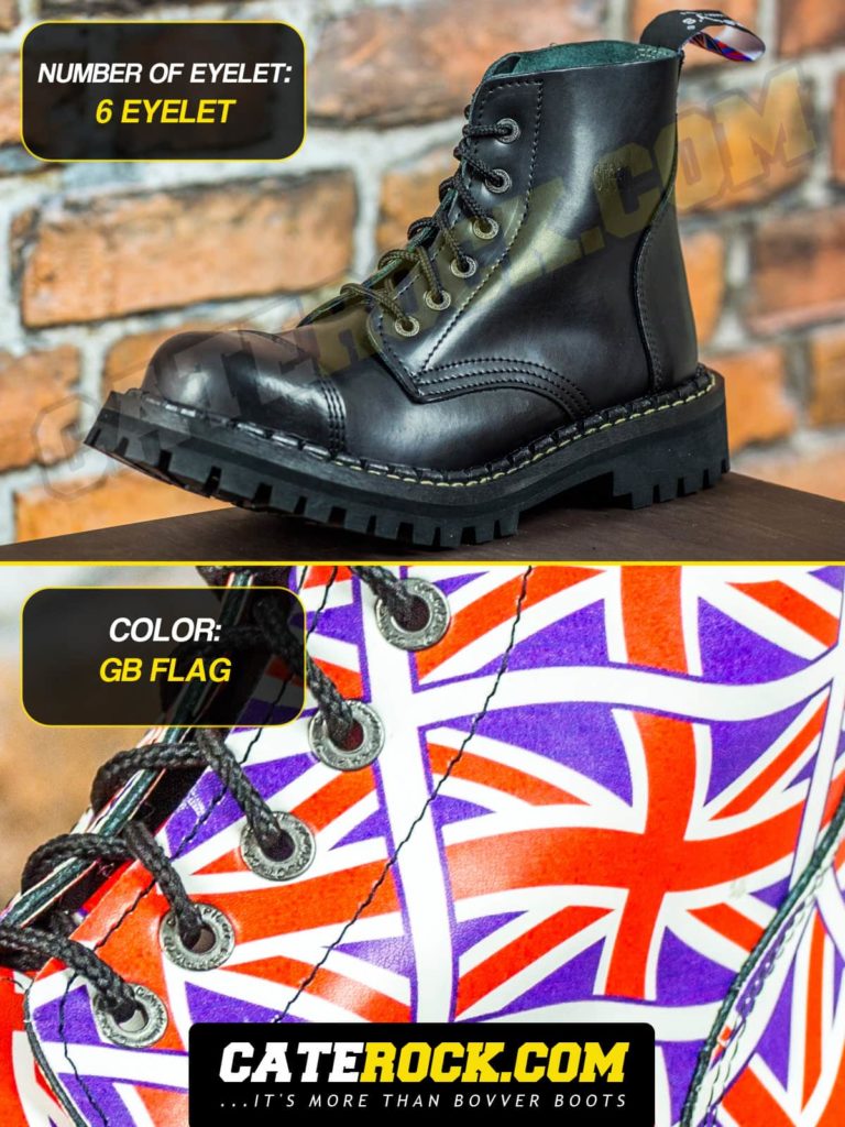 Bovver Boots 6 Eyelet GREAT BRITAIN FLAG - CATEROCK.COM