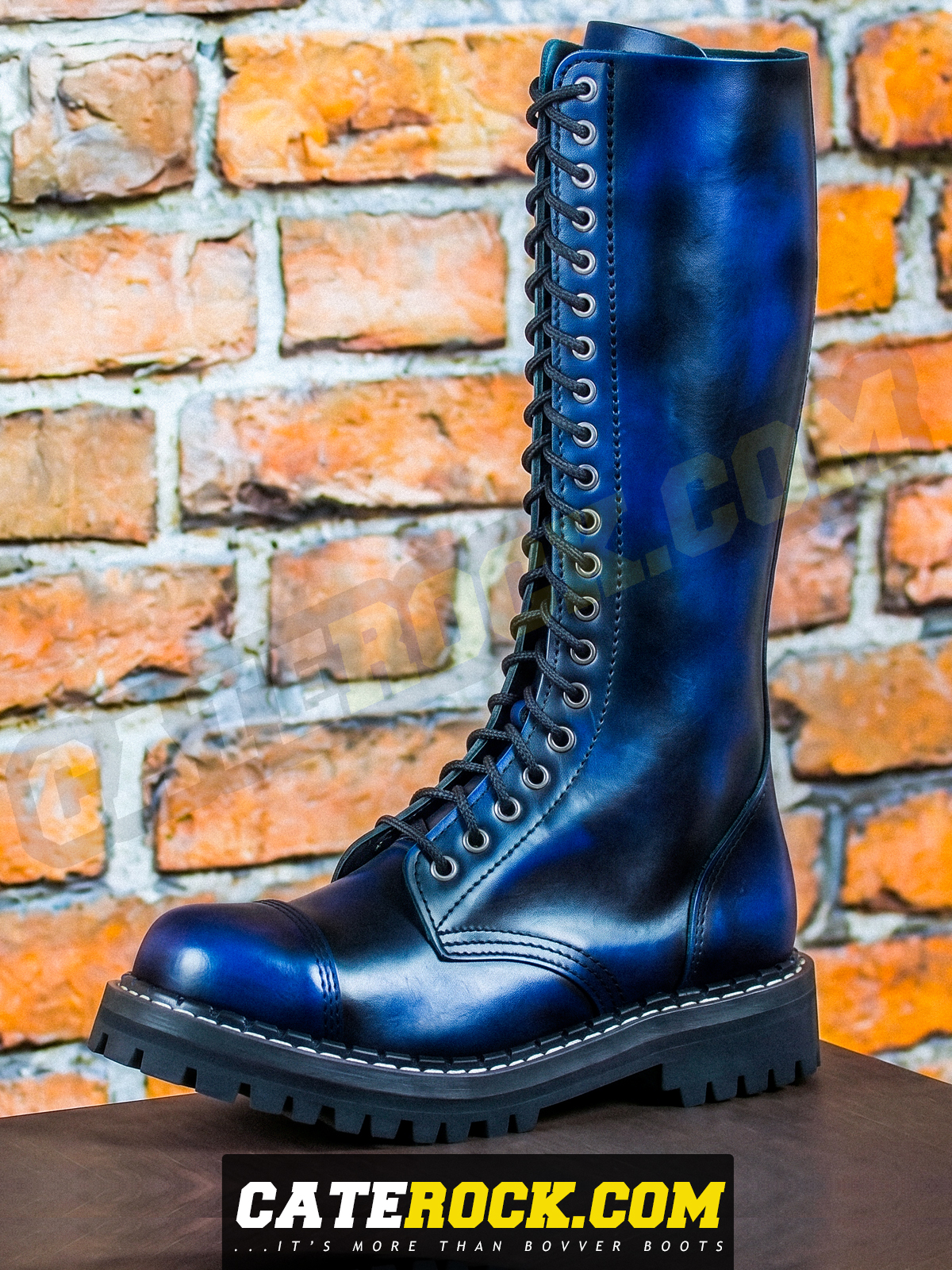 Bovver Boots 20 Eyelet (WIPED TO BLUE)