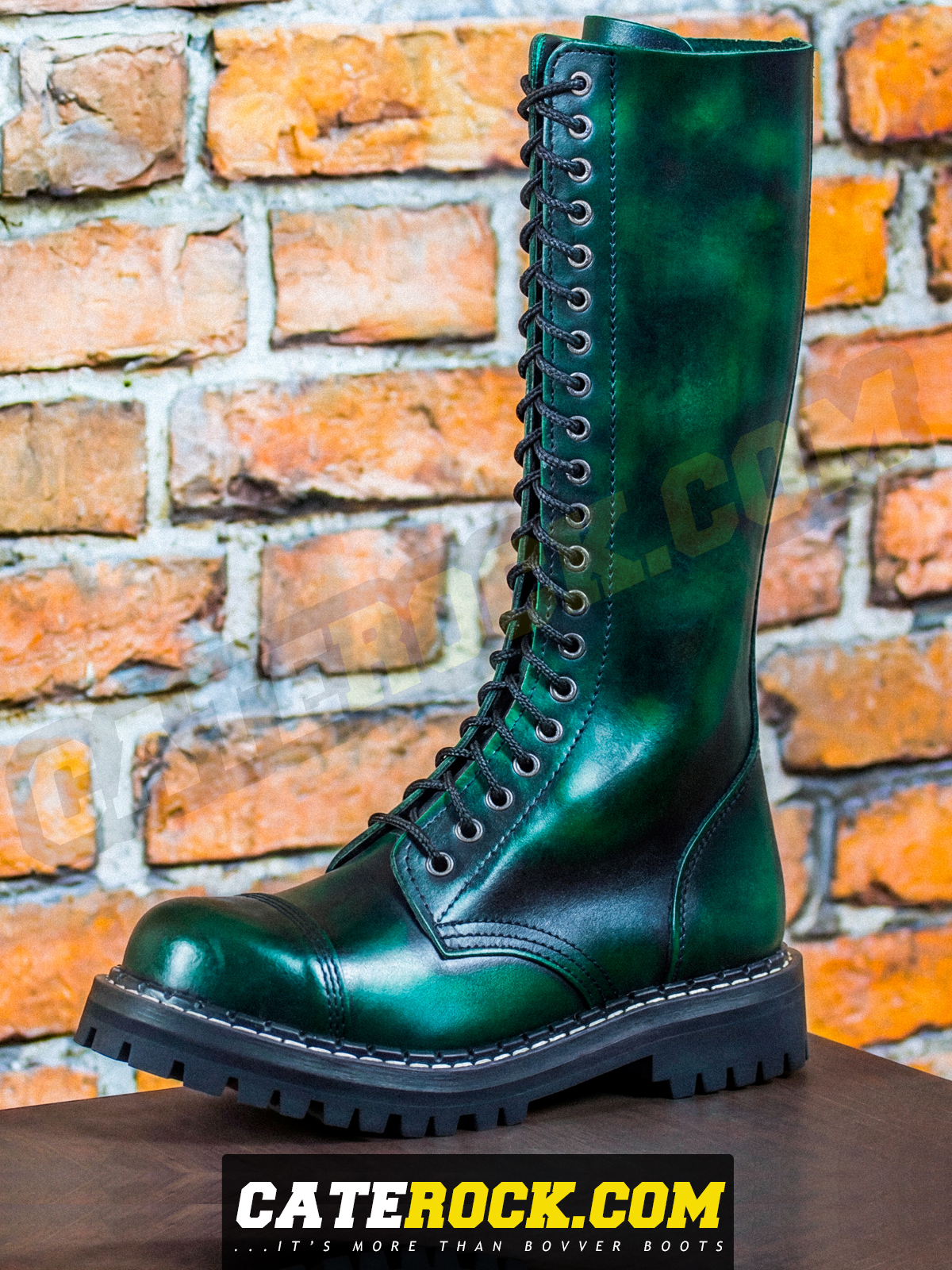 Bovver Boots 20 Eyelet (WIPED TO DARK GREEN)