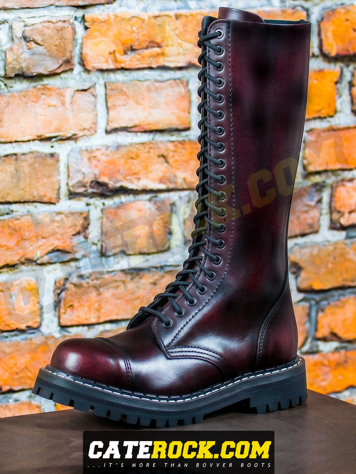Bovver Boots 20 Eyelet (WIPED TO MAROON)