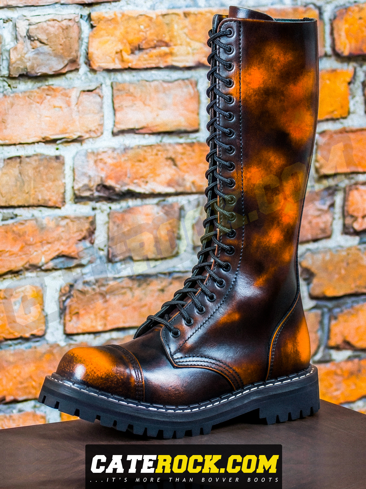 Bovver Boots 20 Eyelet (WIPED TO ORANGE)