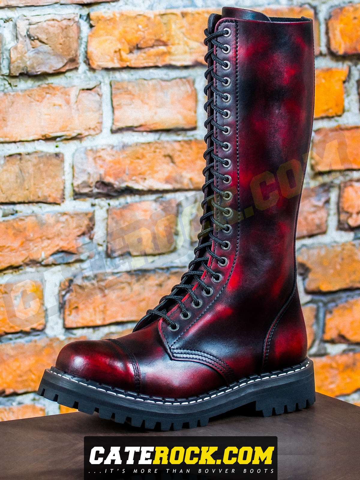 Bovver Boots 20 Eyelet (WIPED TO RED)