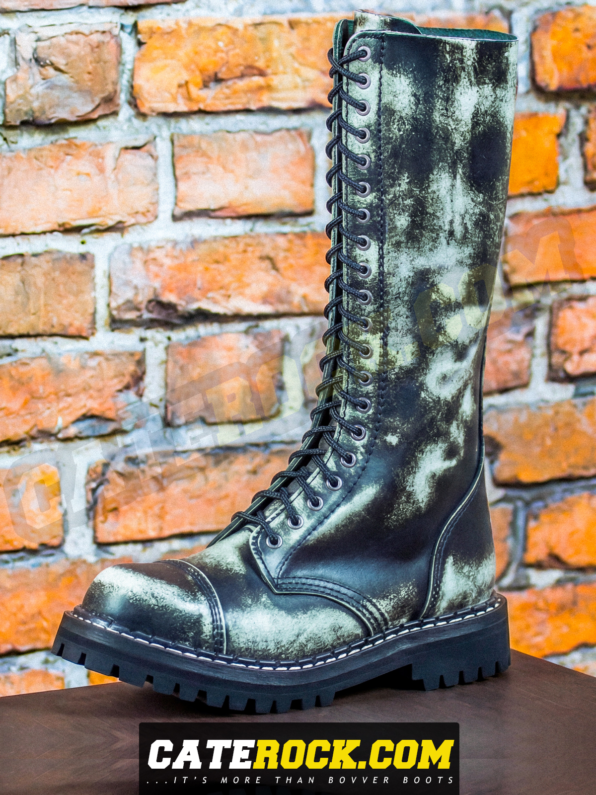 Bovver Boots 20 Eyelet (WIPED TO WHITE)