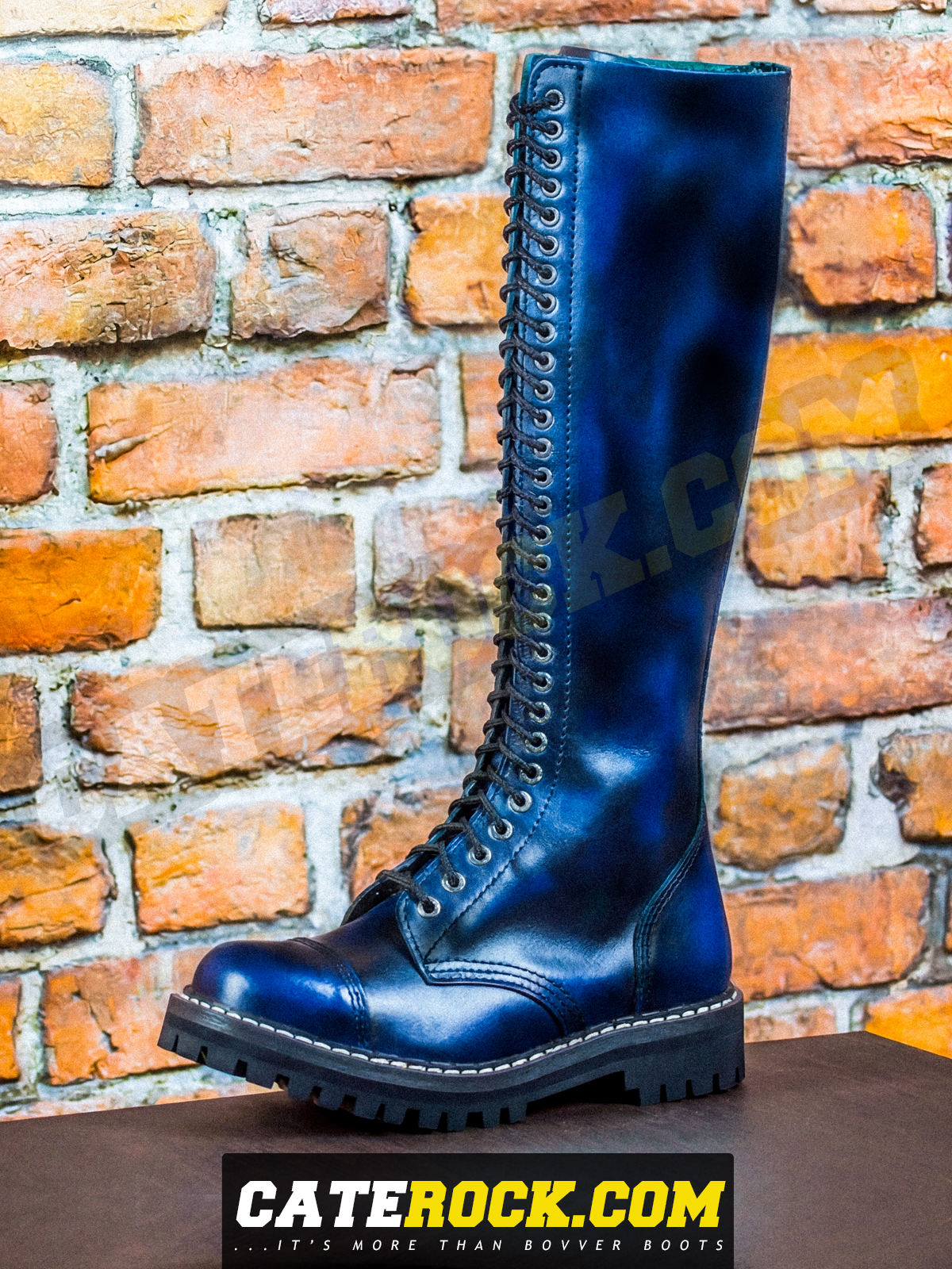 Bovver Boots 30 Eyelet (WIPED TO BLUE)