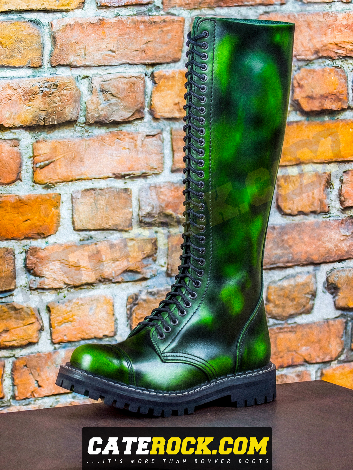 Bovver Boots 30 Eyelet (WIPED TO BRIGHT GREEN)