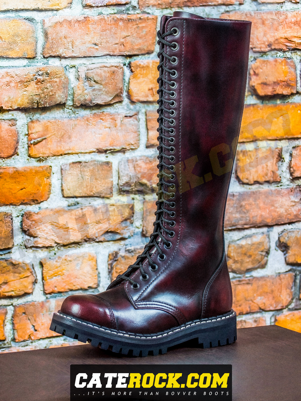 Bovver Boots 30 Eyelet (WIPED TO MAROON)