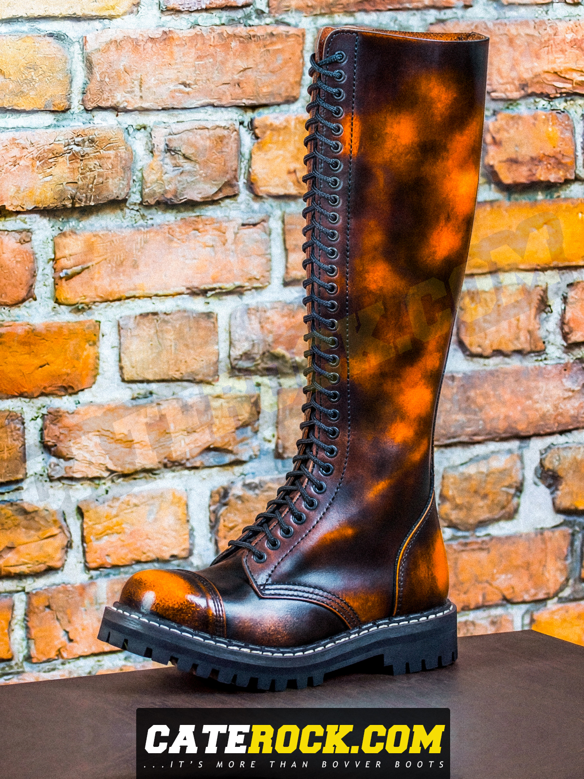 Bovver Boots 30 Eyelet (WIPED TO ORANGE)