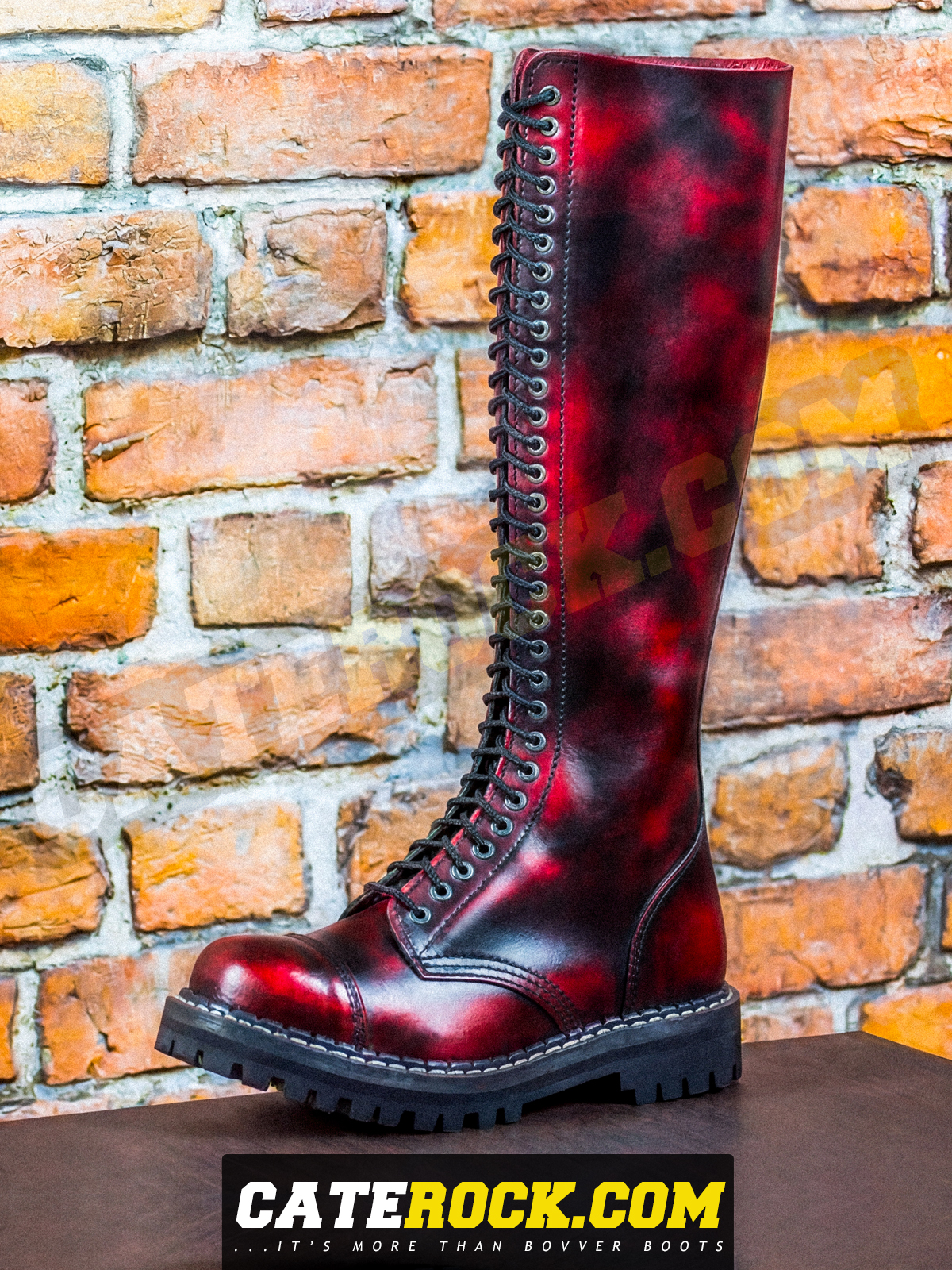 Bovver Boots 30 Eyelet (WIPED TO RED)