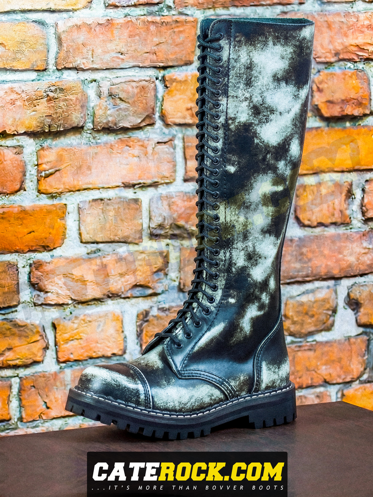 Bovver Boots 30 Eyelet (WIPED TO WHITE)